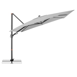 Doppler Ampelschirm MyZone, 300x220 cm, hellgrau, mit Dreh- und Neigungsfunktion.