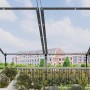 Transparente WOLTU PVC Abdeckplane 2x2m mit Ösen und Seil auf einem Balkon.