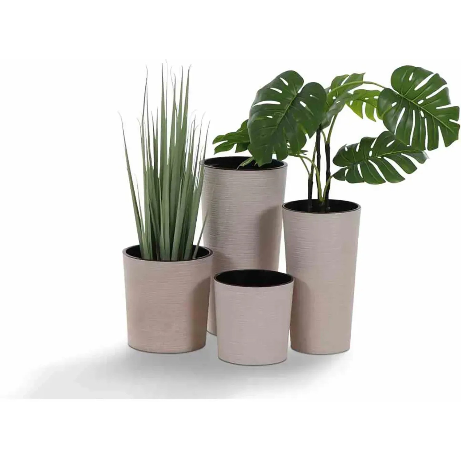 Siena Garden Pflanzgefäße Eco Lens, weiß, verschiedene Größen. Übertöpfe mit Rillenoptik.