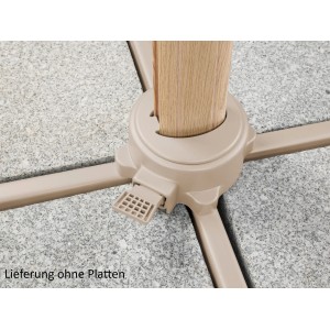 Detailaufnahme des Schirmständers für Schneider Ampelschirm Rhodos Twist. Hinweis: Lieferung ohne Platten.