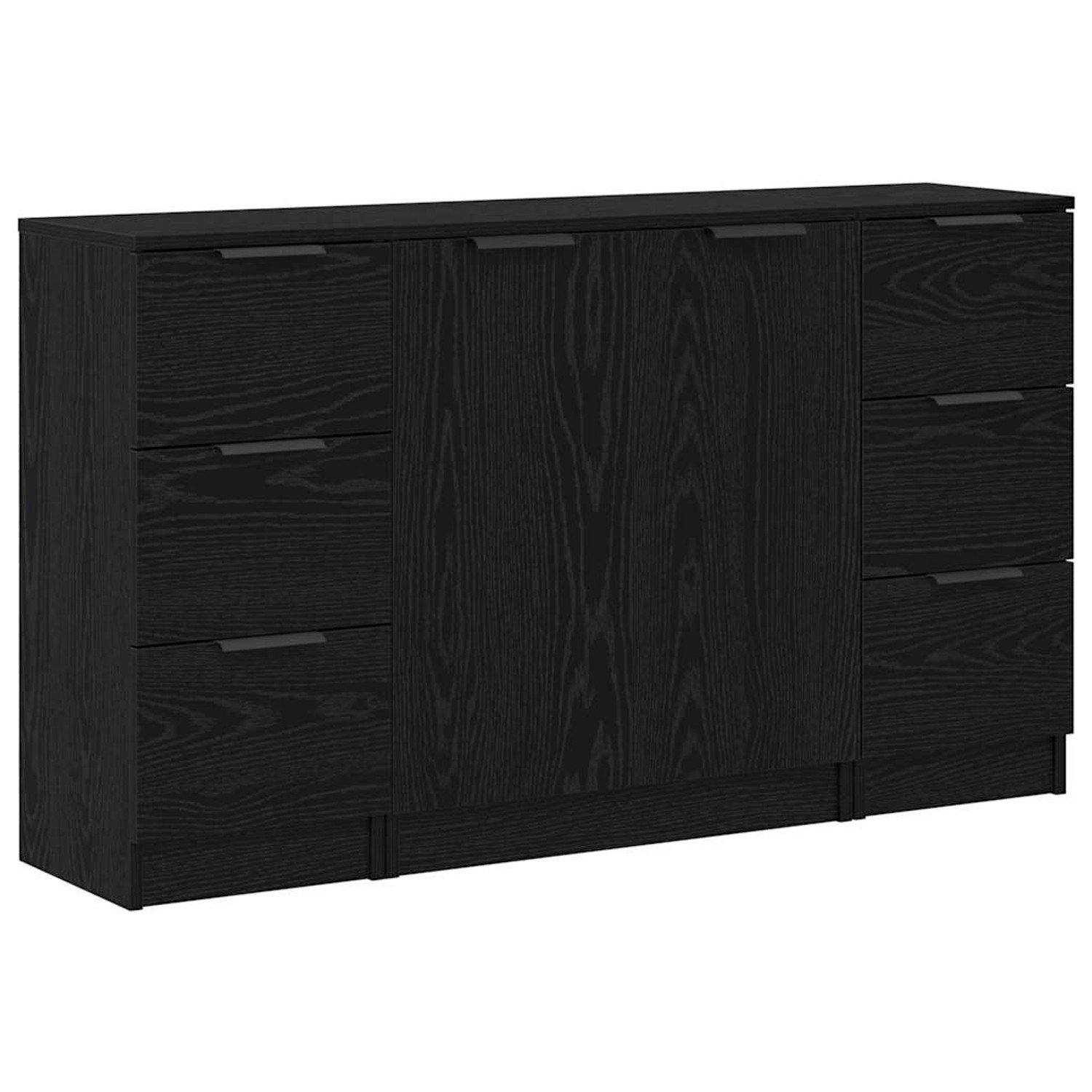 vidaXL Sideboard 3-Tlg Schwarz Eichen-Optik 121 x 30 x 70 cm 3332544 günstig online kaufen