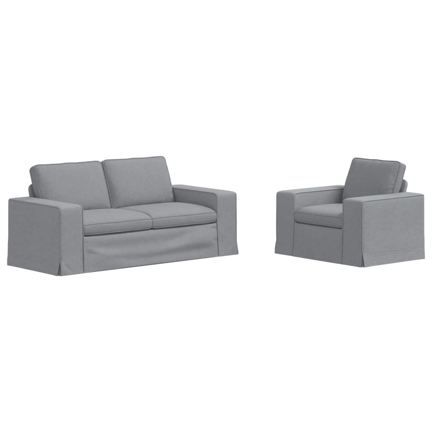 vidaXL Sofa 2-Tlg Hellgrau 182 x 80 x 82 cm Stoff 3407544