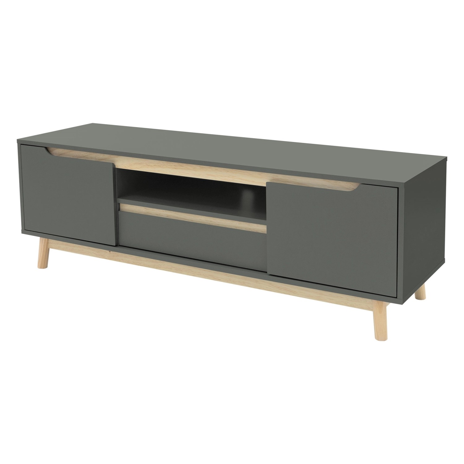 ML-Design TV-Schrank 140x40x46cm Grün-Natur mit 2 Türen für Fernseher bis 6 günstig online kaufen