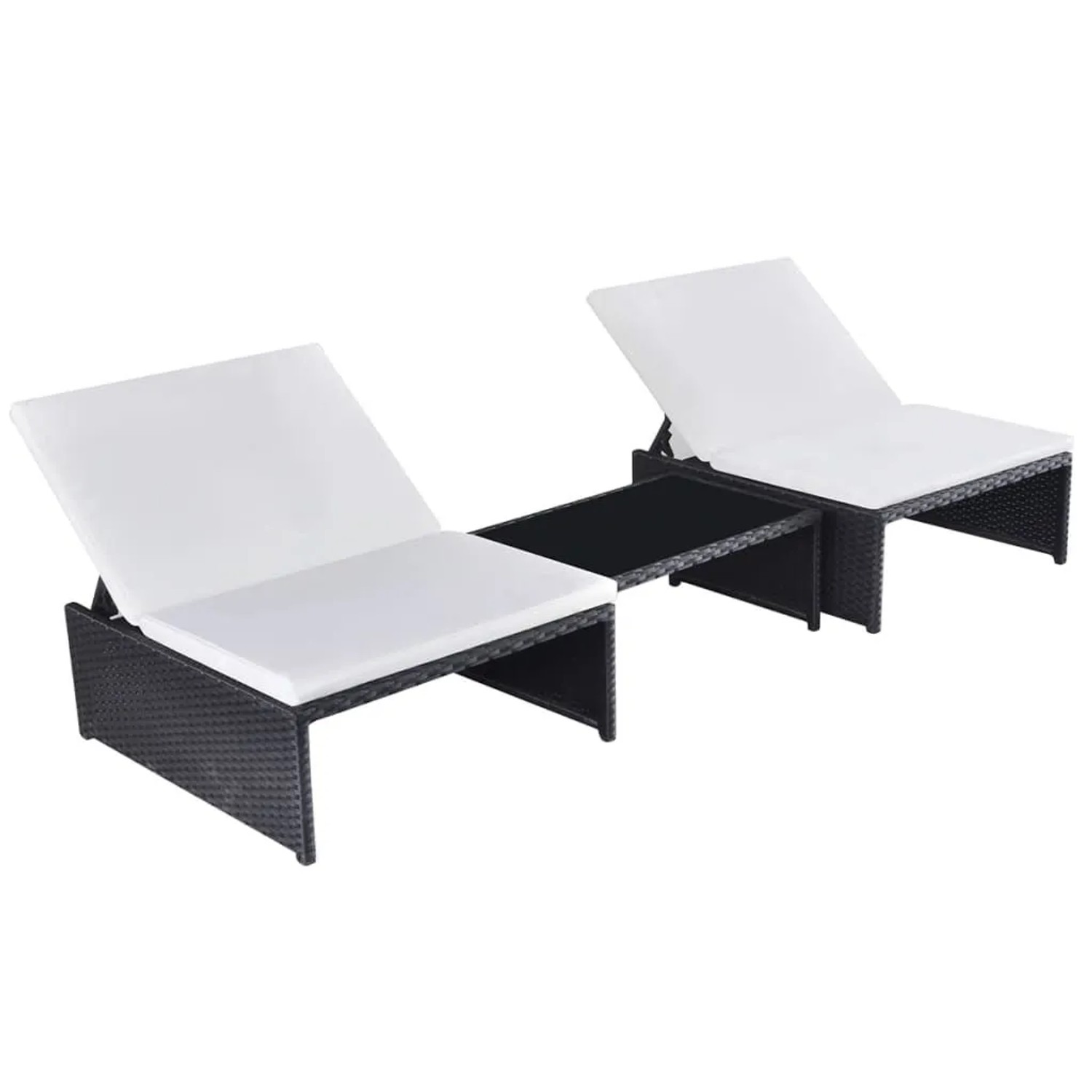 furnicato Outdoor-Lehnstühle 2 Stk. mit Tisch Schwarz Poly-Rattan