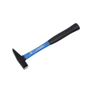 LUX Schlosserhammer Classic, 200 g, mit blauem Glasfasergriff und schwarzem Kopf aus Werkzeugstahl.