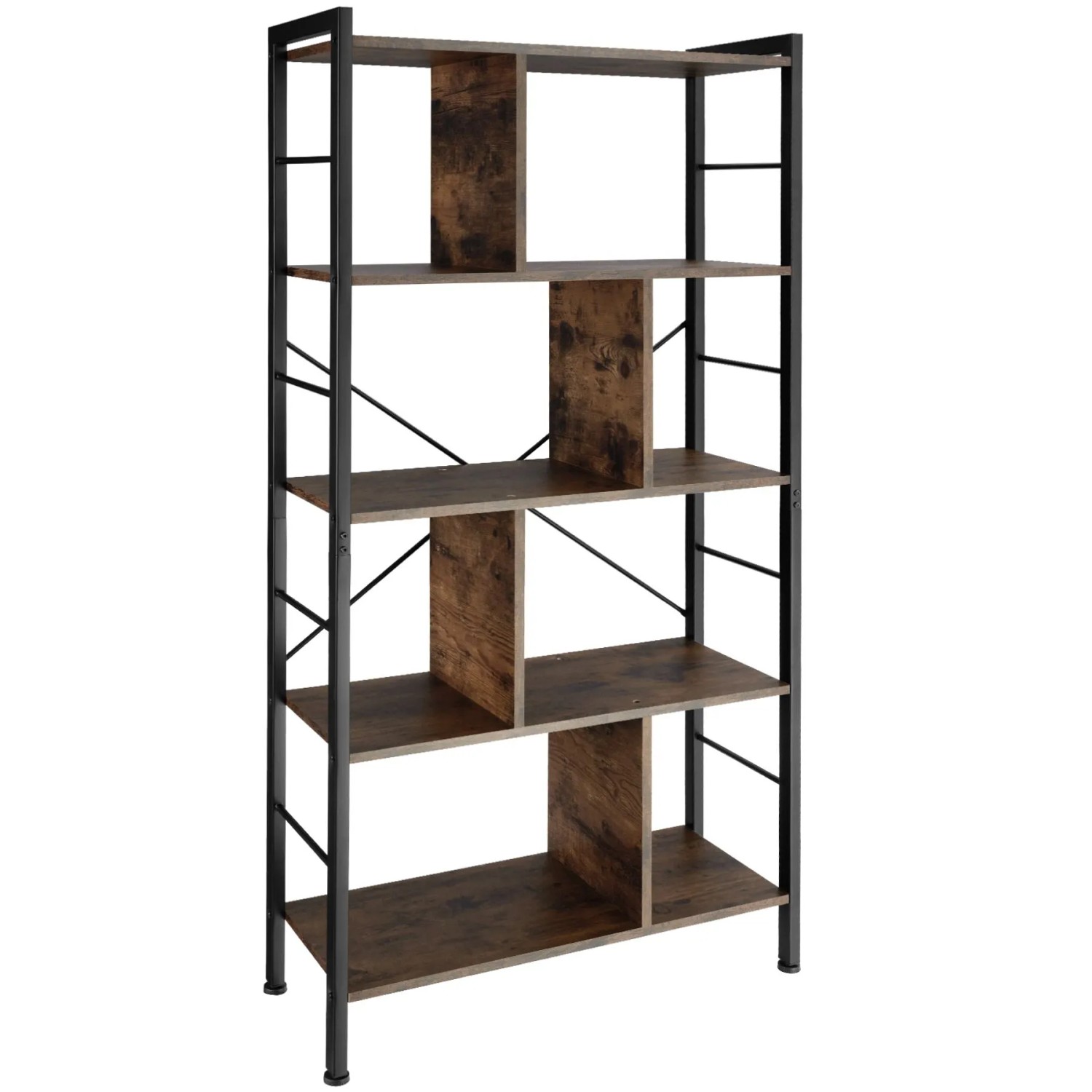 Tectake Regal Charleston Industrial Style Holz und Stahl  75 50 x 30 x 155 cm Industrial Holz Dunkel  Rustikal