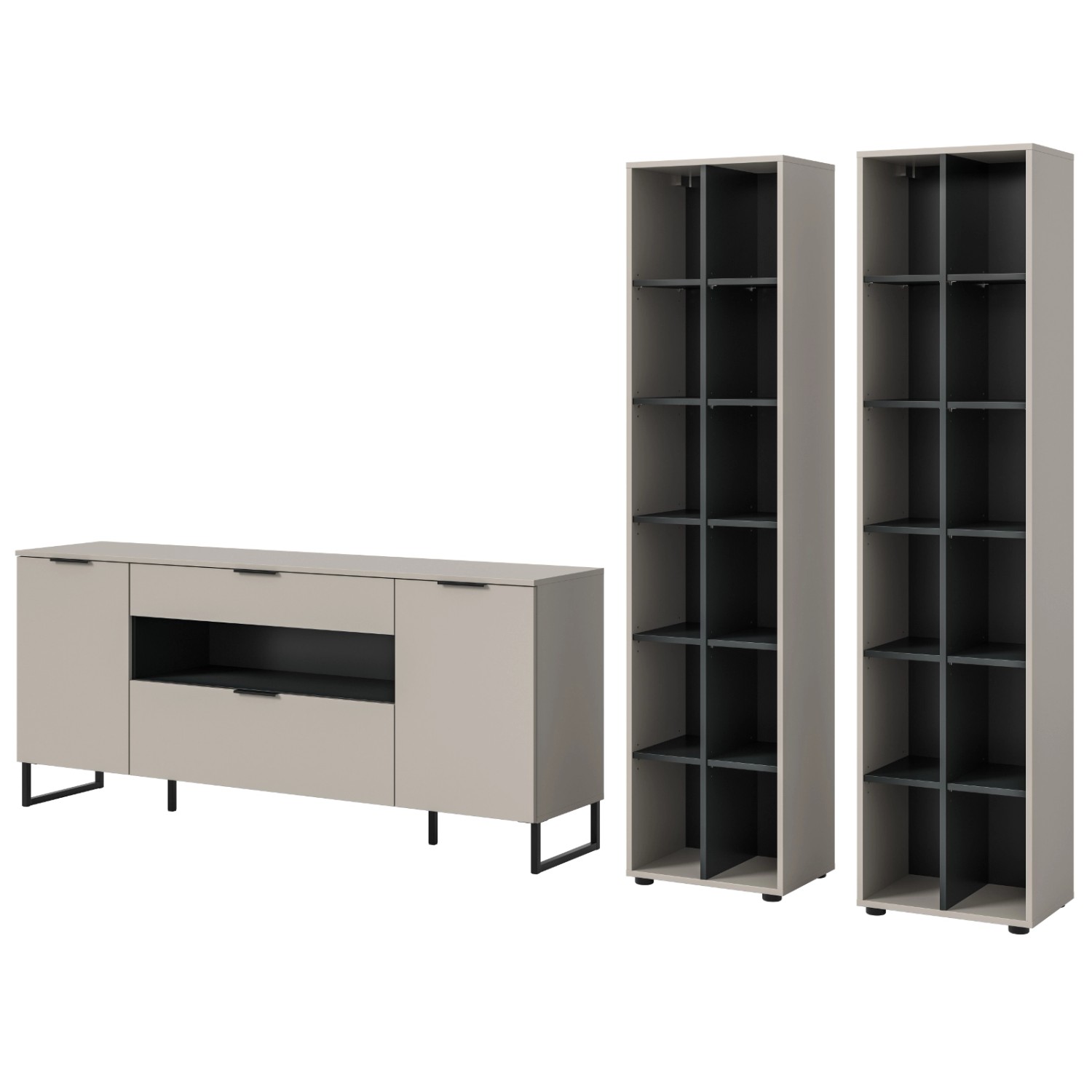 Inn.Furn Wohnwand  in Kaschmir und Schwarz 305 cm Morena günstig online kaufen