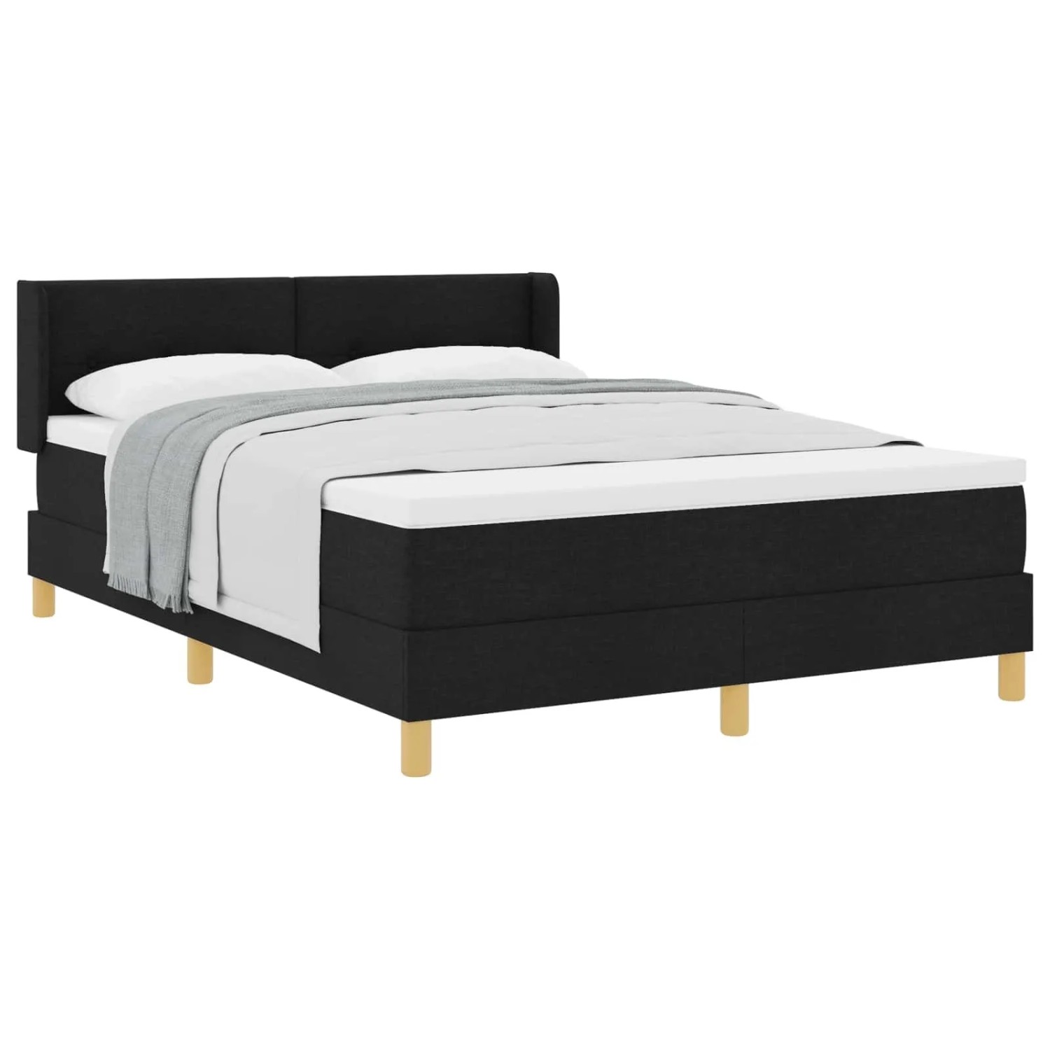 vidaXL Boxspringbett mit Matratze Schwarz 190 x 140 cm Polyester 3341288
