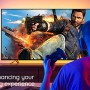 Govee TV-LED-Hintergrundbeleuchtung H6179 im Einsatz beim Gaming mit dynamischer RGB Beleuchtung.