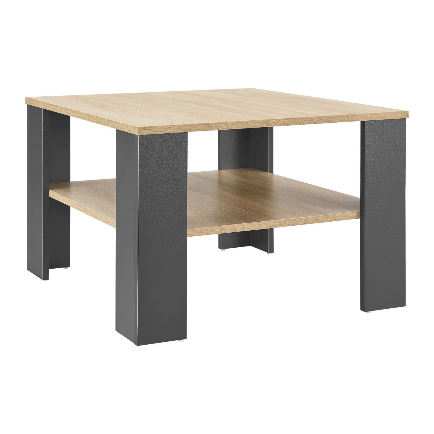Juskys Couchtisch 60 x 60 x 40 cm mit Ablage Dunkelgrau Holzoptik