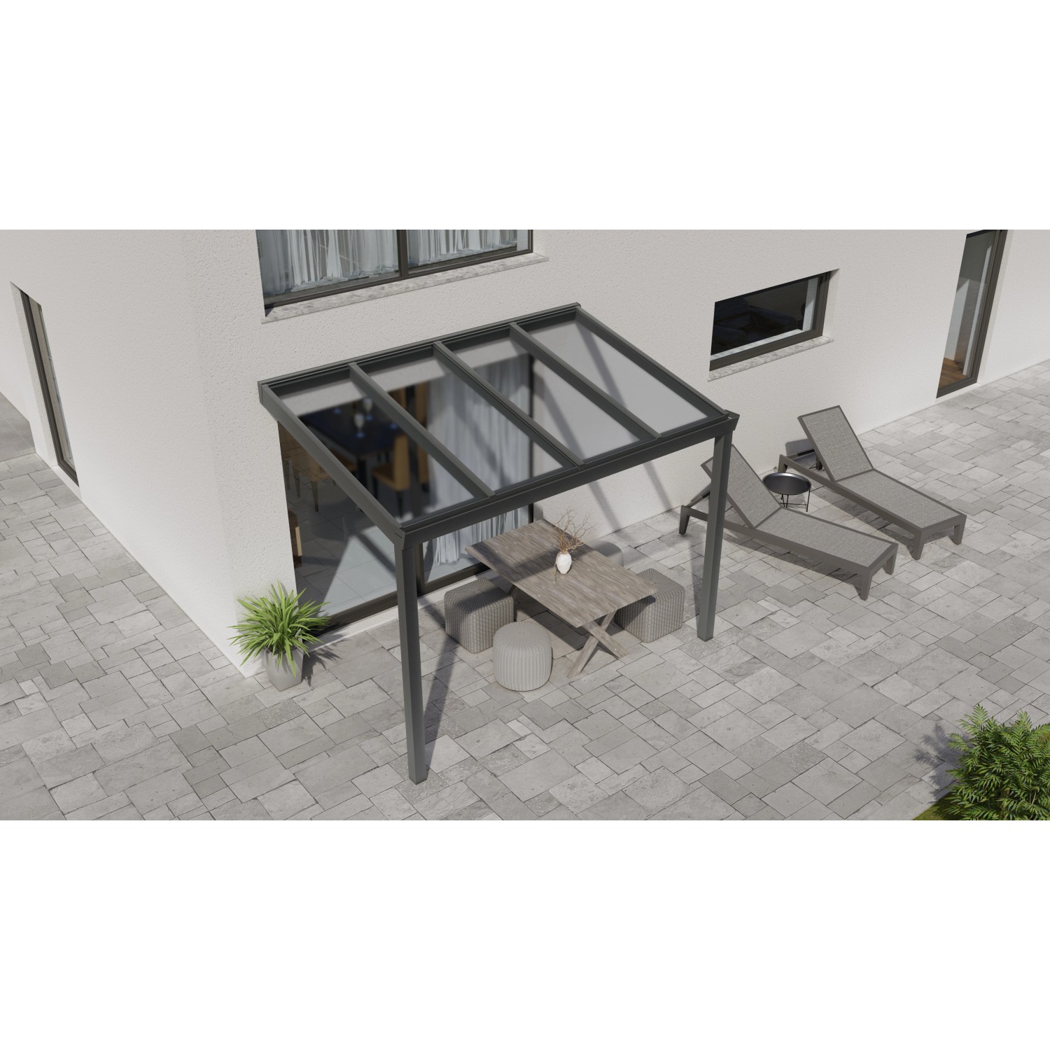 Terrassenüberdachung Professional 300 cm x 250 cm Anthrazit Struktur Glas günstig online kaufen