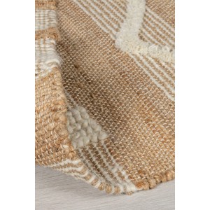 Hochflorteppich Medina Jute Elfenbein mit strukturierter Webart, Streifenmuster und Tufting-Effekt. Ideal für Wohnzimmer.