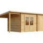 Alpholz Gartenhaus Maria mit Schleppdach, naturbelassenes Holz, Doppeltür und Einzeltür