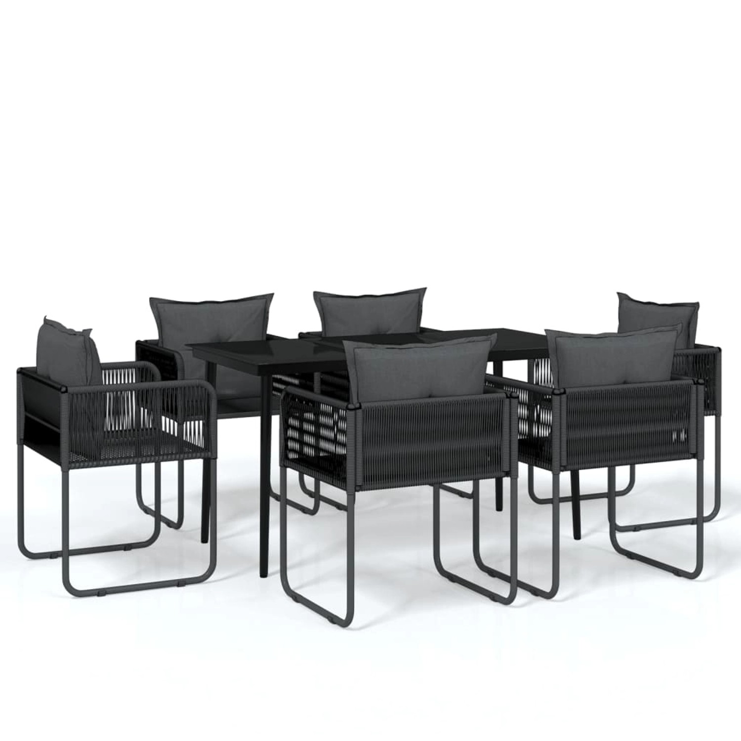 vidaXL 7-Tlg Garten-Essgruppe Schwarz 3099086 günstig online kaufen