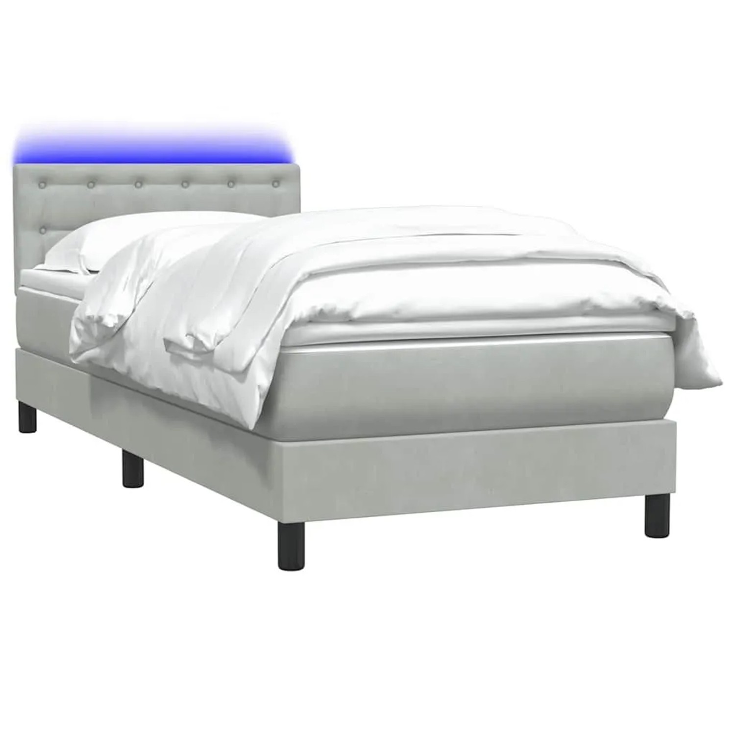 vidaXL Boxspringbett mit Matratze & LED Hellgrau 90x220 cm Samt 3317295 günstig online kaufen