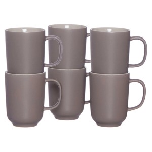Ritzenhoff & Breker Jasper Kaffeebecher, 6er Set in Taupe. Steinzeug Tassen für Kaffee.