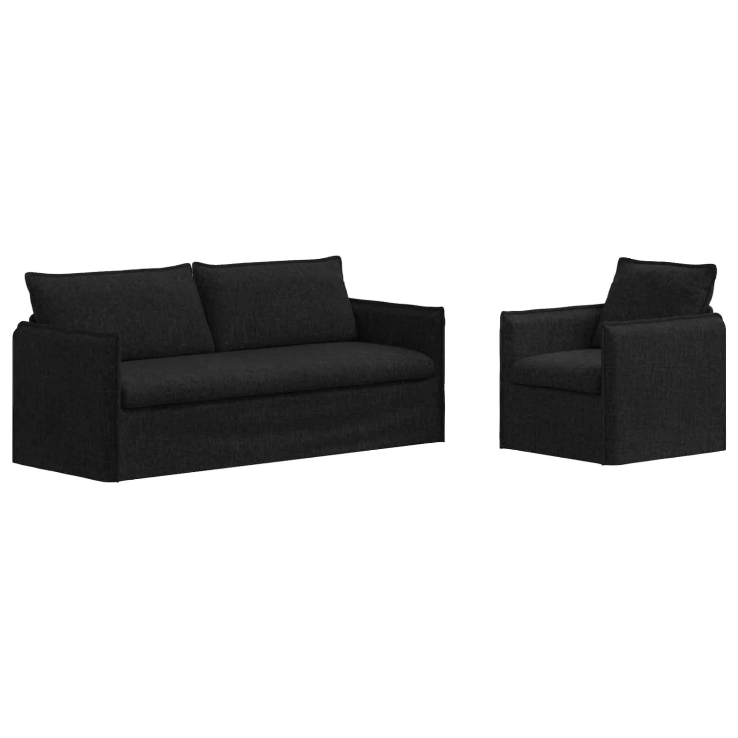 vidaXL Sofa 2-Tlg Schwarz 196 x 82 x 85 cm Stoff 3407613