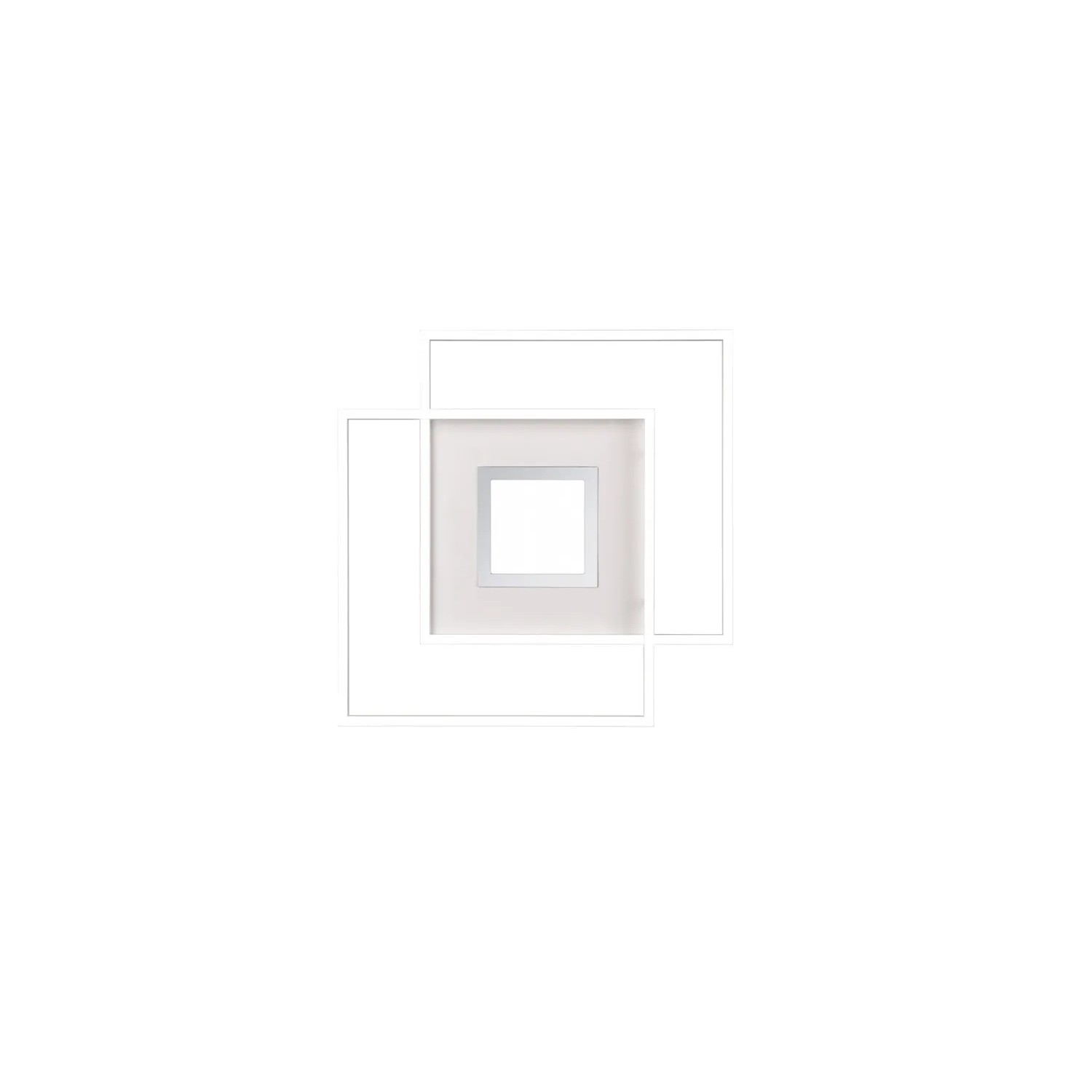 Moderne, weiße LED-Deckenleuchte Via von Trio, 50x50 cm, mit Fernbedienung für Wohn- und Schlafzimmer.