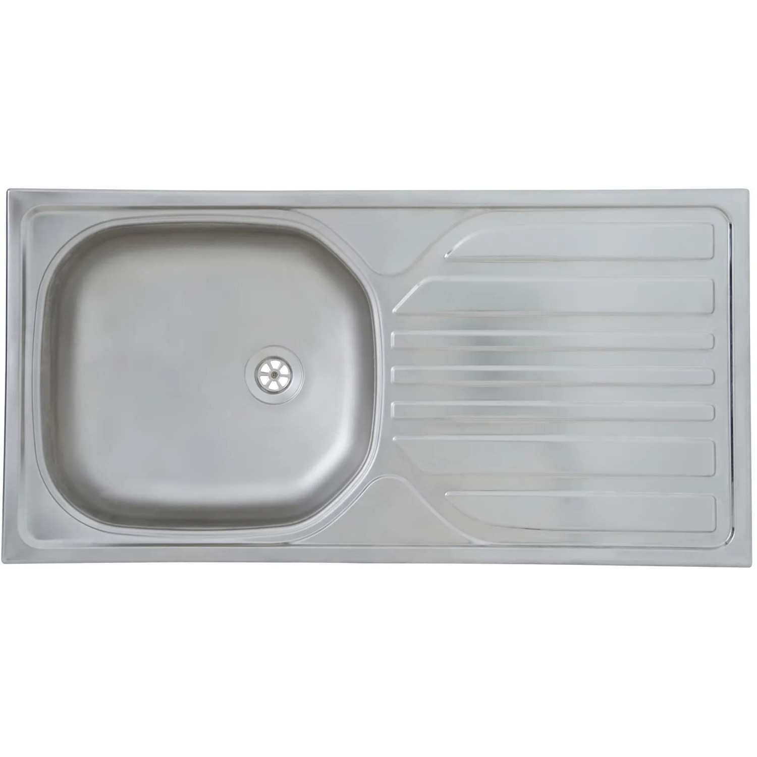 Edelstahl Einbauspüle für Respekta Küchenzeile, Abtropffläche rechts.