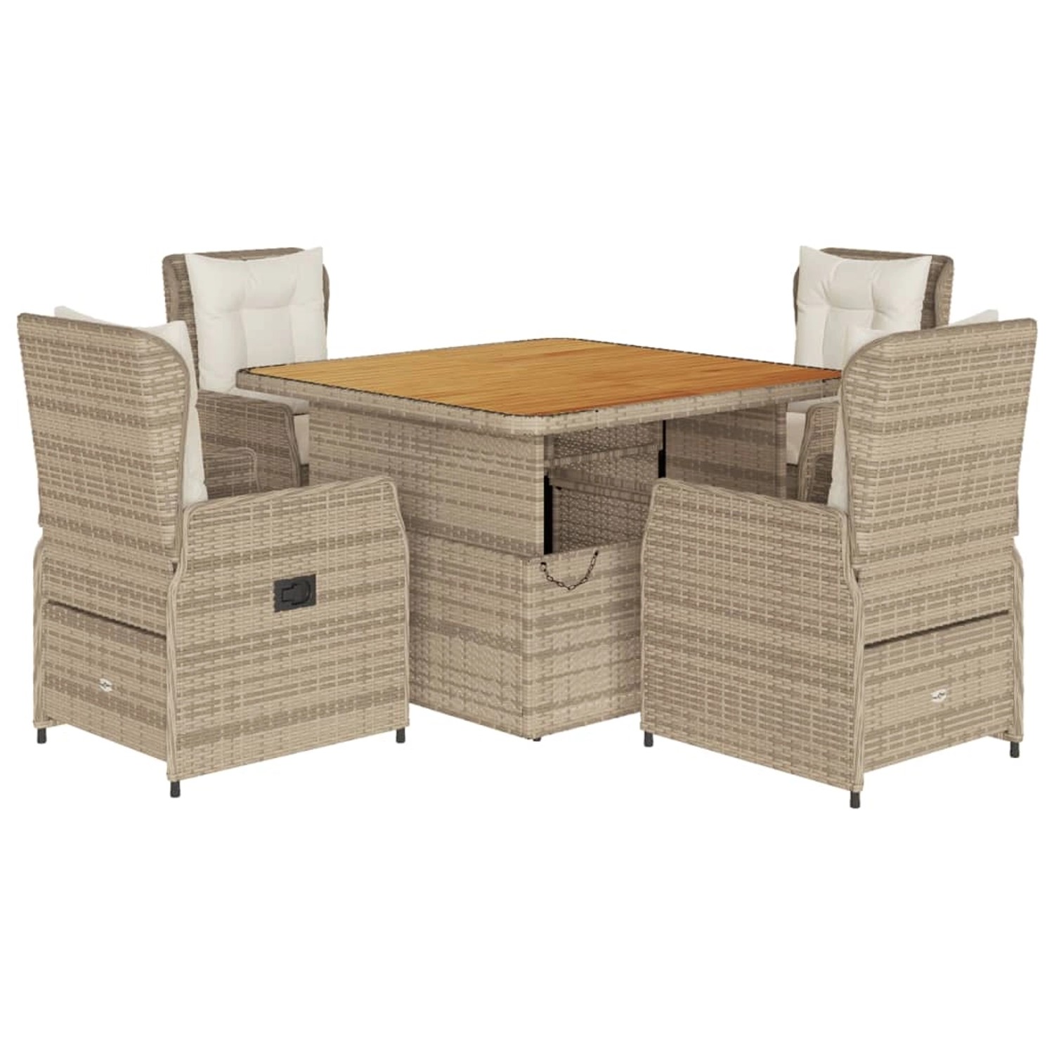 vidaXL 5-tlg Garten-Essgruppe mit Kissen Beige Poly Rattan Modell 67 günstig online kaufen