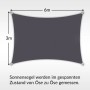 Rechteckiges, anthrazitfarbenes Toldoro Sonnensegel 6x3m aus HDPE-Gewebe mit UV-Schutz.