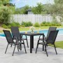 WOLTU 2er Set Stapelbare Gartenstühle Ergonomisch Wetterfest Grau_2
