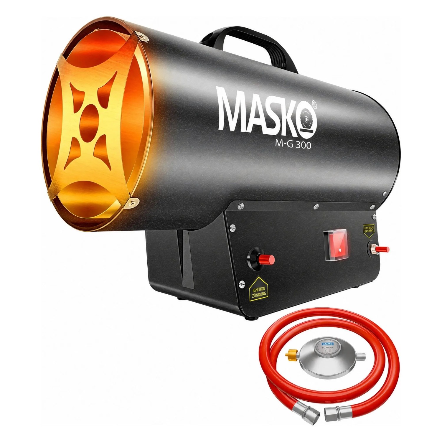 MASKO Gasheizgebläse mit Schlauch und Druckminderer 30 kW Anthrazit