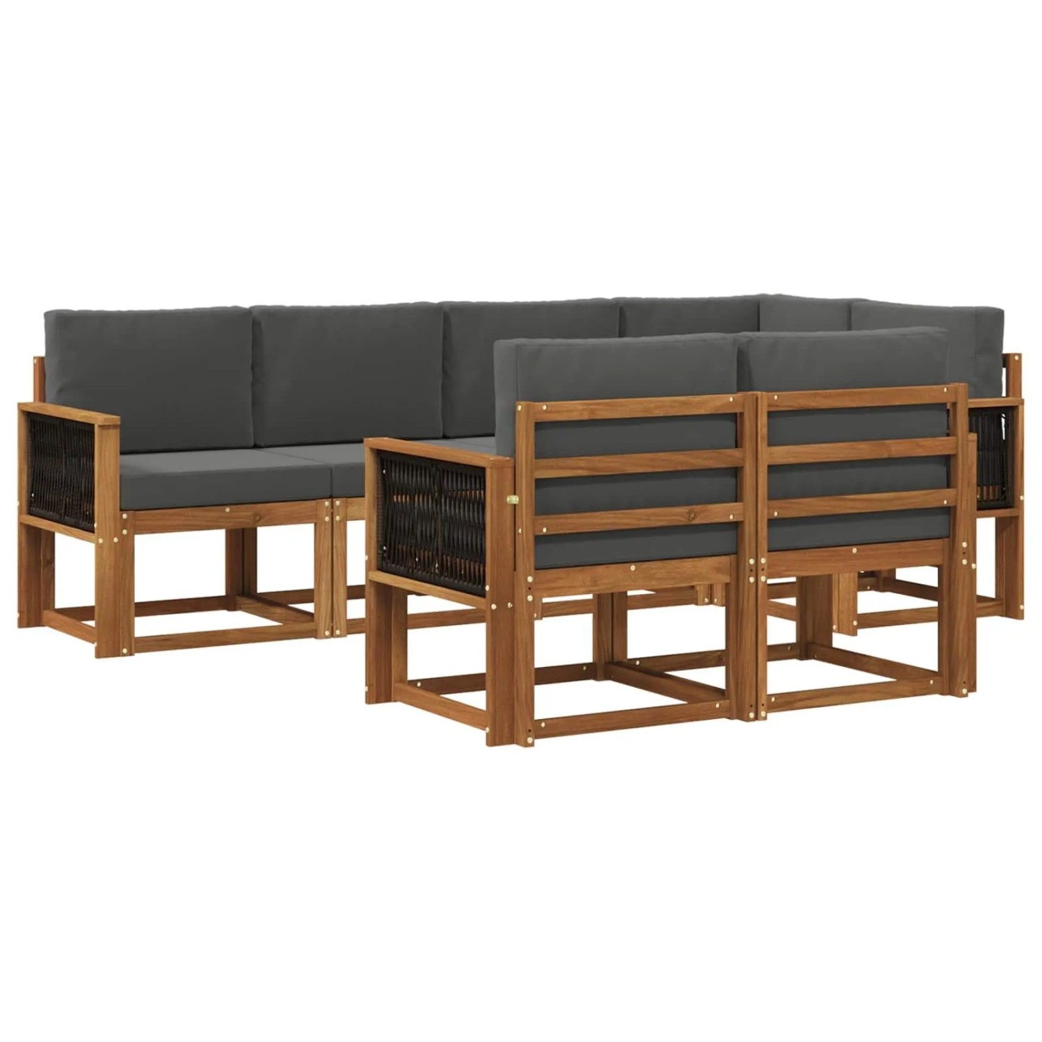 vidaXL Outdoor-Sofagarnitur 7 Stk Natur und Anthrazit Polyester 3385293
