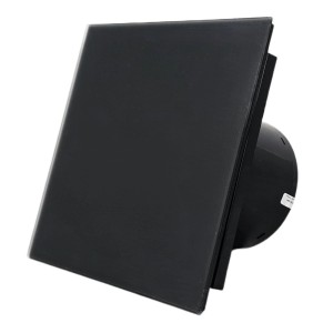 VLANO Badlüfter EOS 100 BK mit Echtglasfront, Rückschlagklappe