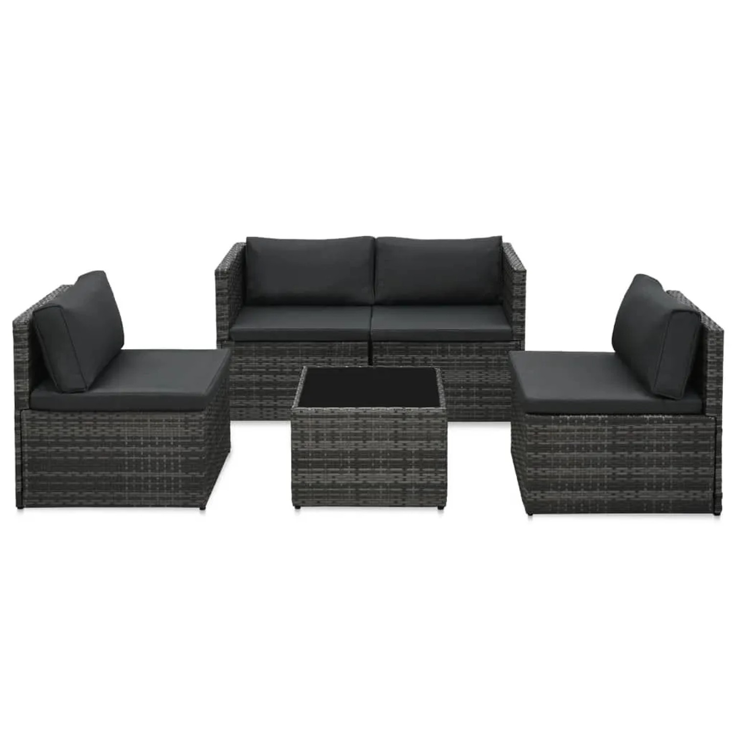 Furnicato 5-tlg Garten-sofagarnitur Mit Auflagen Poly Rattan Grau