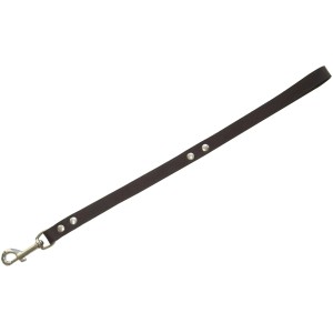 Braune Heim Hundeleine aus Softleder, 50cm lang, mit silberfarbenem Karabinerhaken.