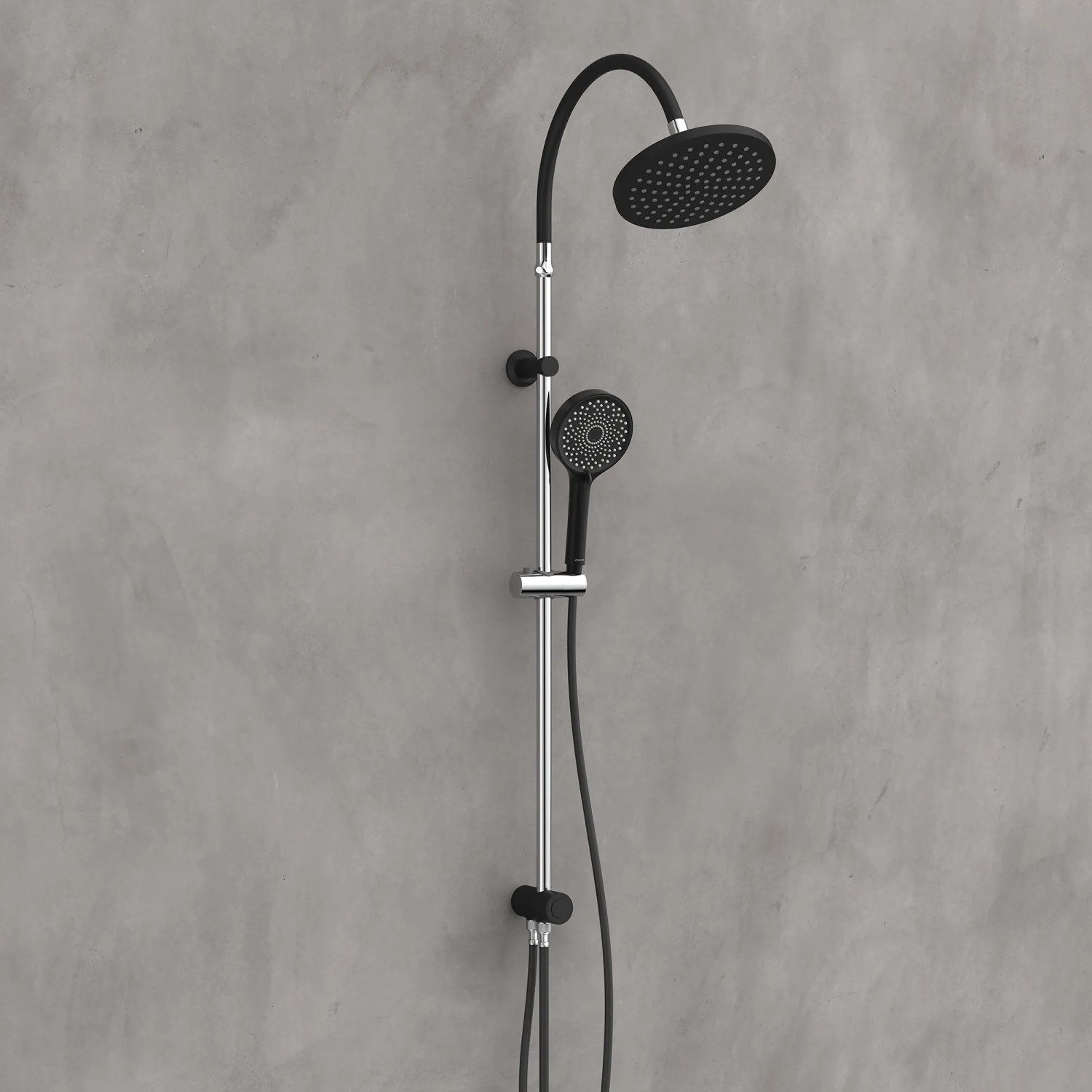 Schütte Matao Rain Brauseset in Chrom-Schwarz mit Kopf- und Handbrause.