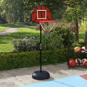 SPORTNOW Basketballständer mit Stahlrahmen, brauner Rückwand und schwarzem Standfuß. Ideal für Spiel & Spaß.
