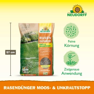 Neudorff Rasendünger Moos- und Unkrautstopp, 18kg Sack. Für dichten, grünen Rasen ohne Unkraut.
