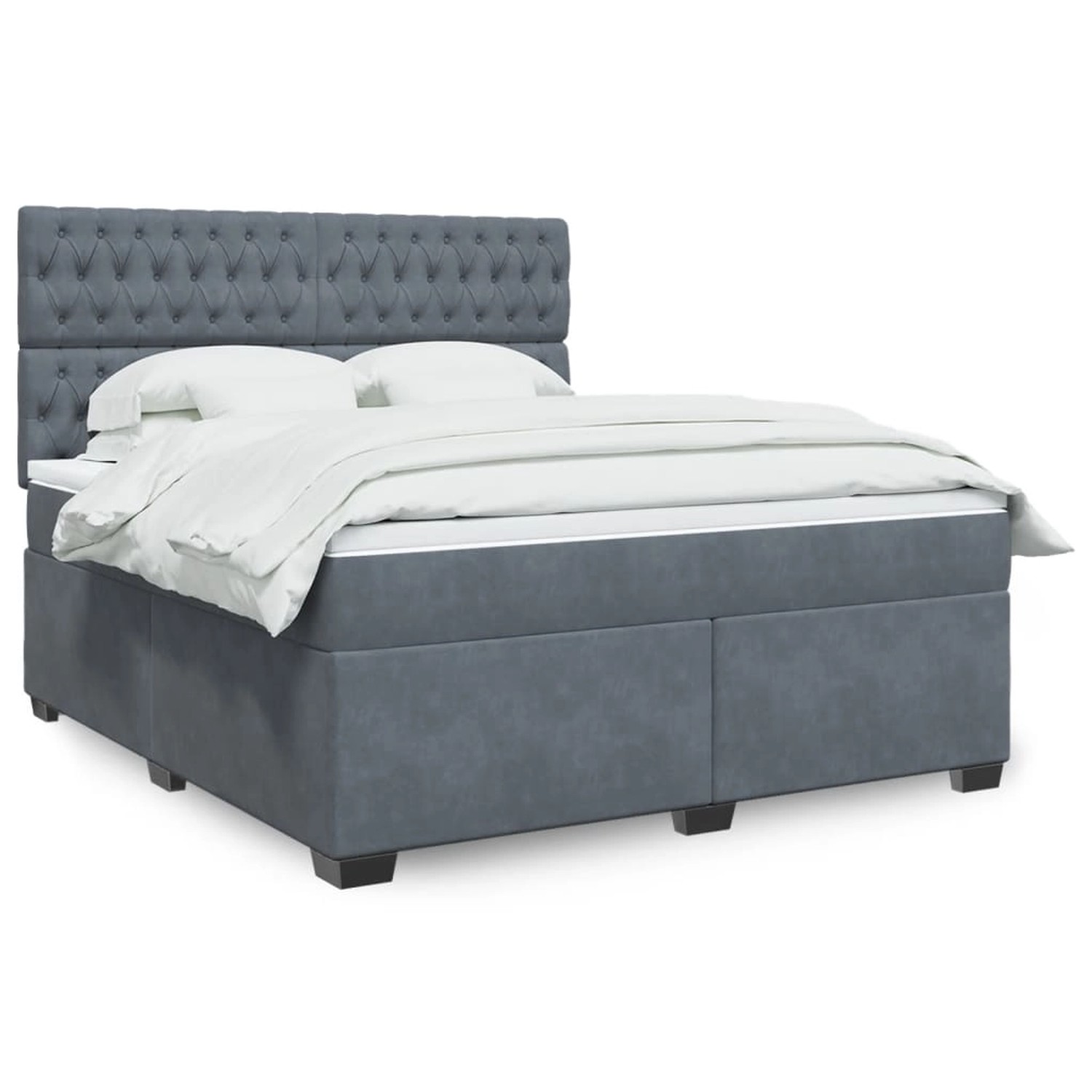vidaXL Boxspringbett mit Matratze Dunkelgrau 180x200 cm Samt 3293285 günstig online kaufen