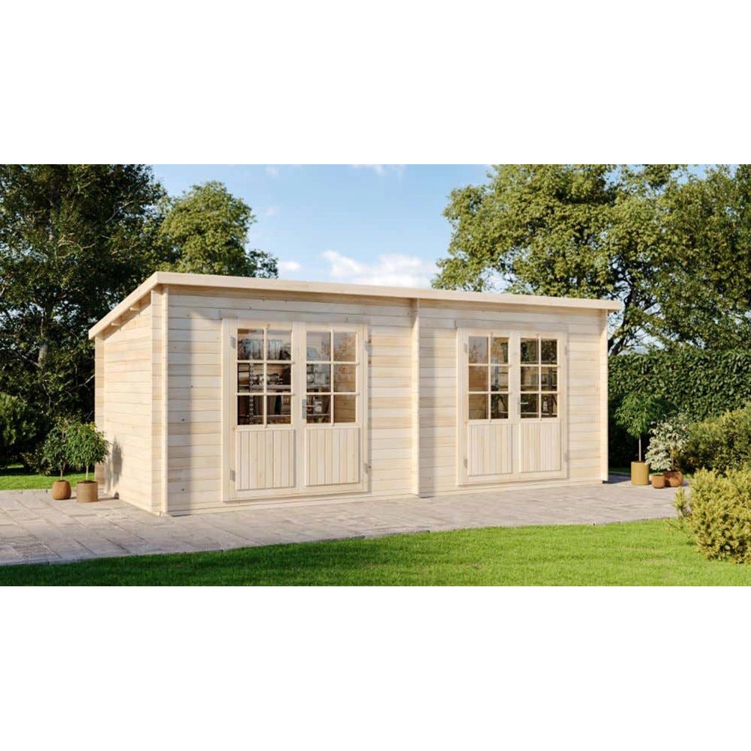 Alpholz Gartenhaus Maria Twin Pultdach 601x275 cm 40 mm Wandstärke Pinie günstig online kaufen