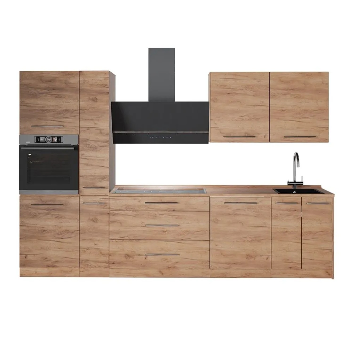 Vicco Küchenzeile Fame-Line Goldkraft Eiche/Goldkraft Eiche 310 x 207 ohne Arbeitsplatte Art Nr 64299