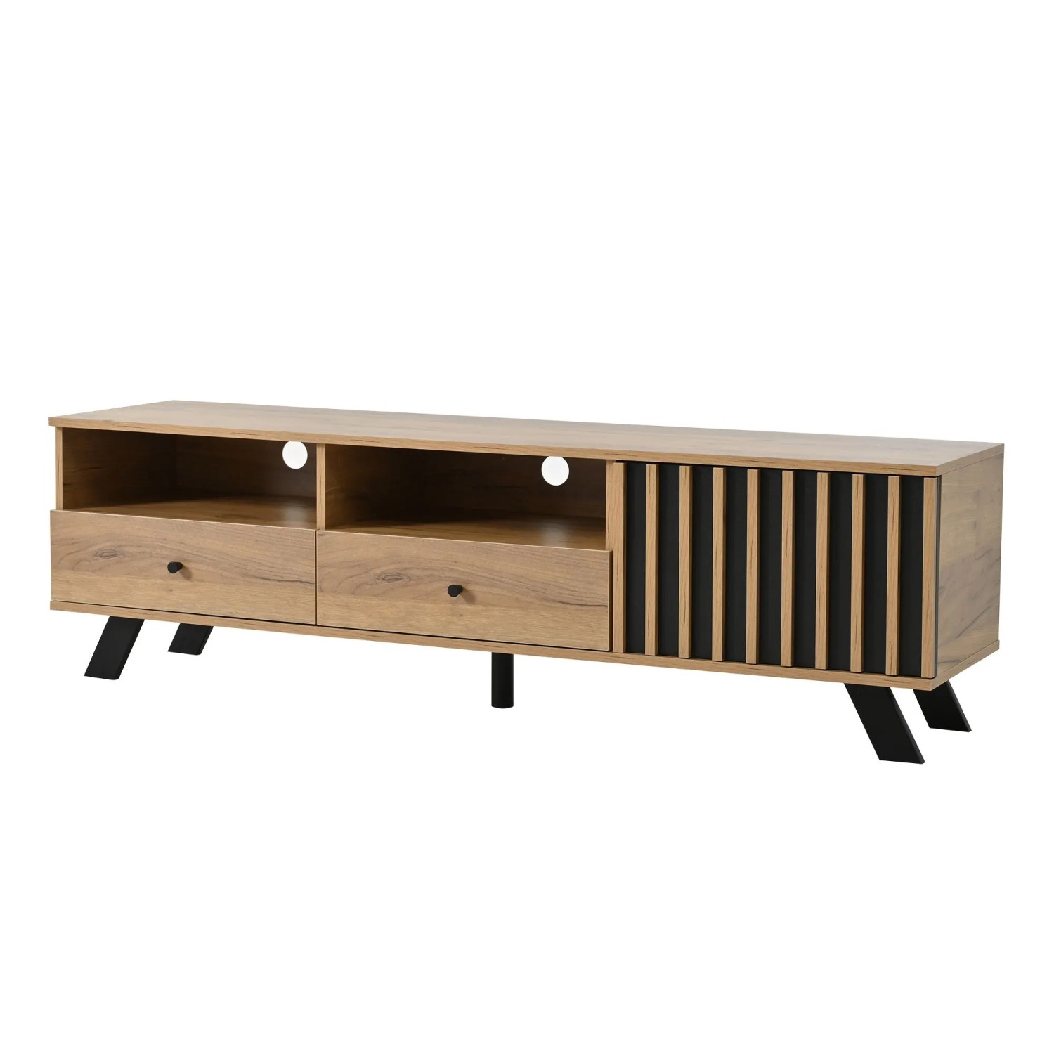 okwish TV Schrank Lowboard 2 Schubladen Wohnzimmer 60 Zoll 150x38x44cm Braun