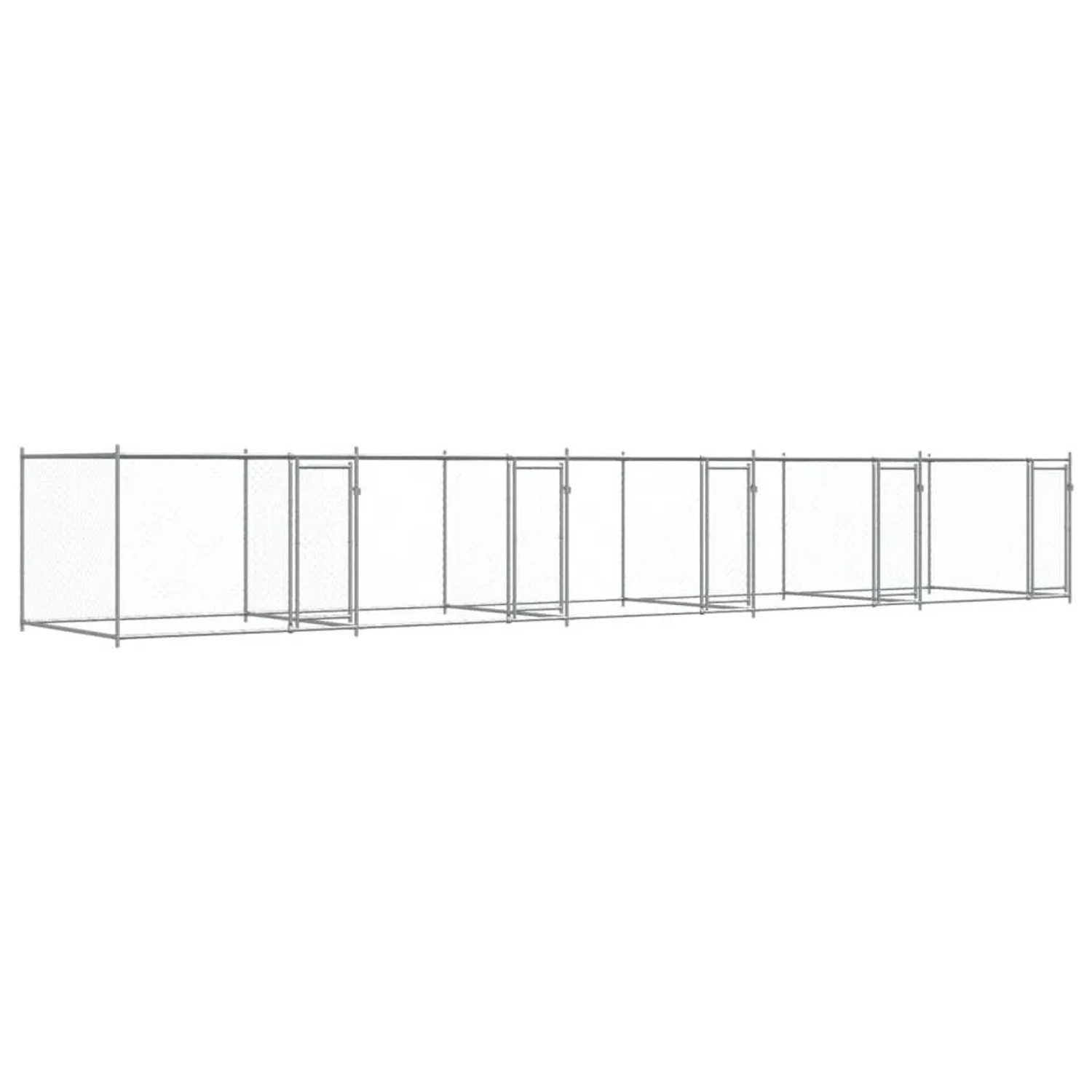 vidaXL Hundezwinger mit Türen Grau 10x2x1,5 m Verzinkter Stahl 3209576