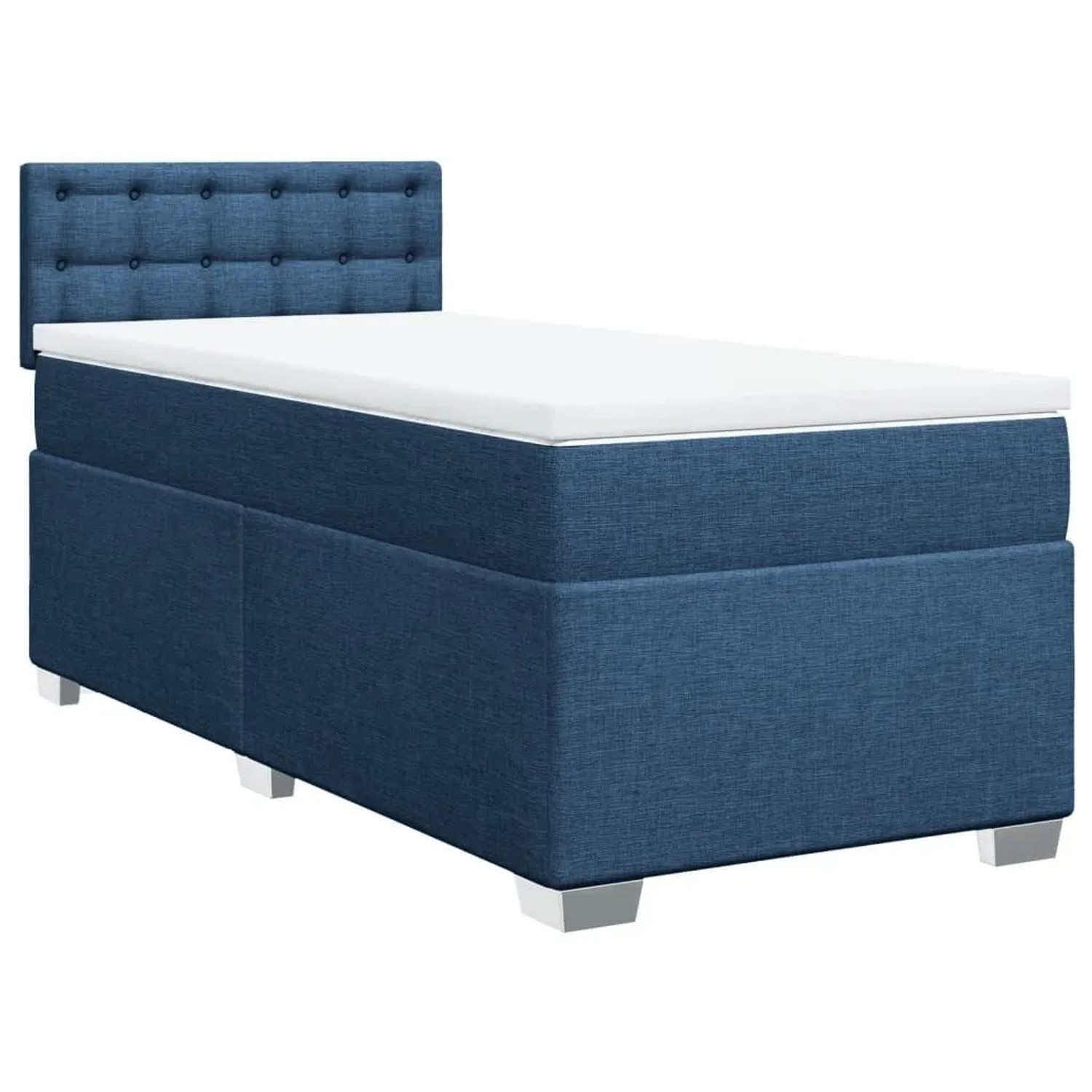 vidaXL Boxspringbett mit Matratze Blau 90x200 cm Stoff 3285791
