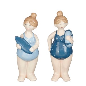 Mica Decorations Dame, blaue Deko Figuren, 18,5 cm hoch, sortiert. Sommerliche Dekoration.