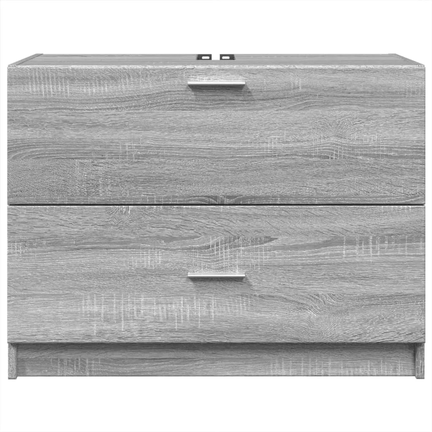 vidaXL Waschbeckenunterschrank in Grau Sonoma mit zwei Schubladen und Holzoptik.
