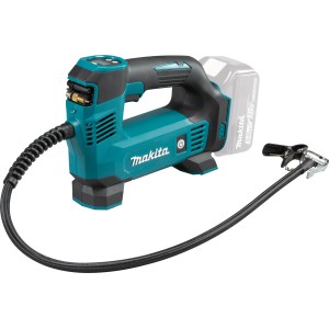 Makita Akku-Kompressor DMP180Z (Solo) mit digitaler Druckanzeige und Schlauch.