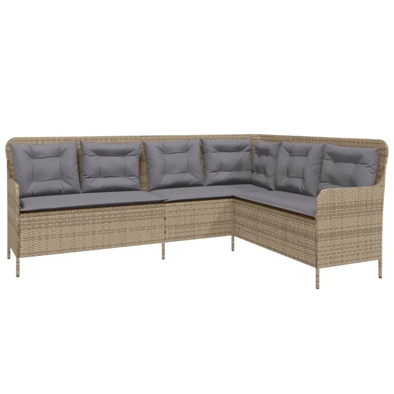 vidaXL Gartensofa in L-Form mit Kissen Beige Poly Rattan 369003