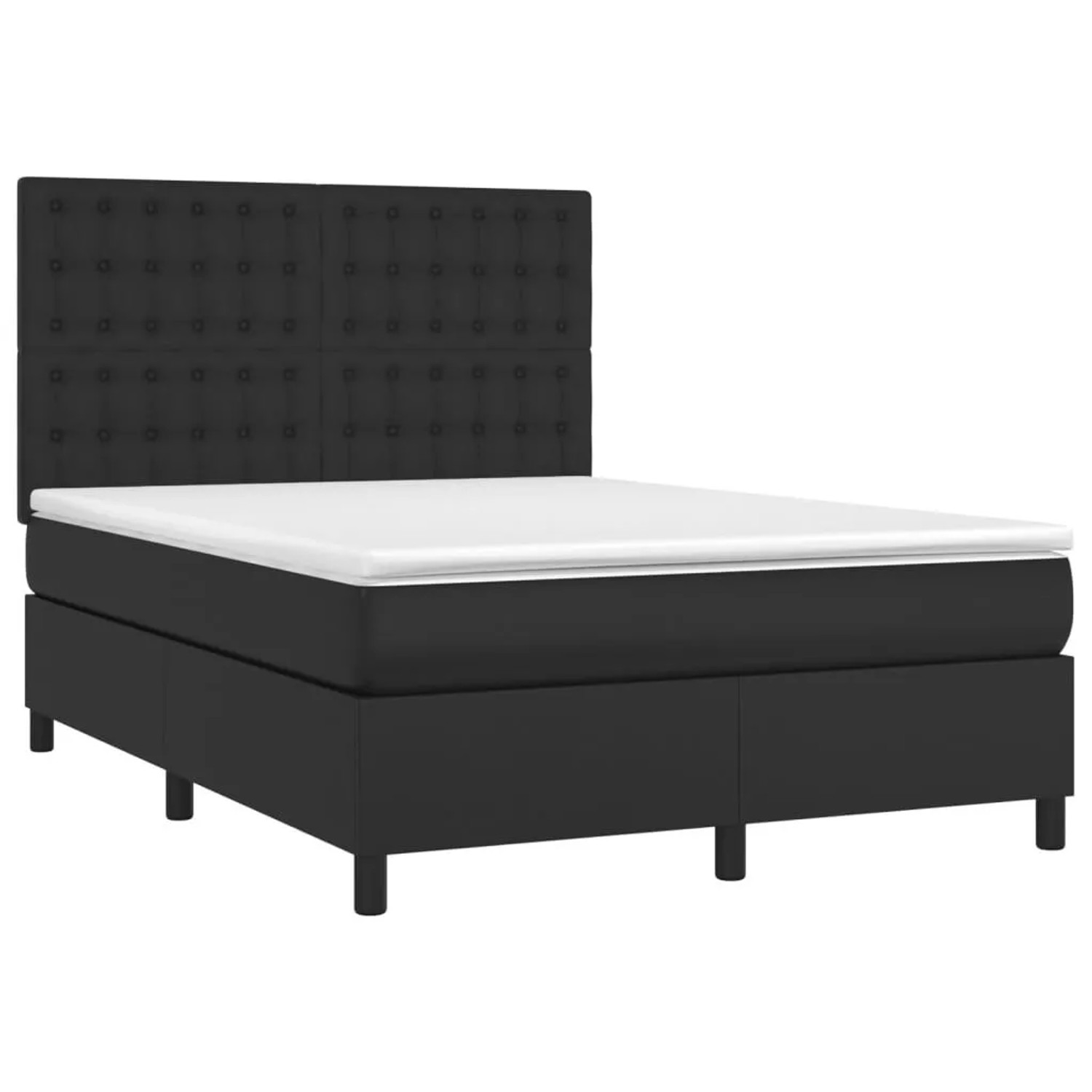 vidaXL Boxspringbett mit Matratze & LED Schwarz 140x190 cm Kunstleder 31359 günstig online kaufen