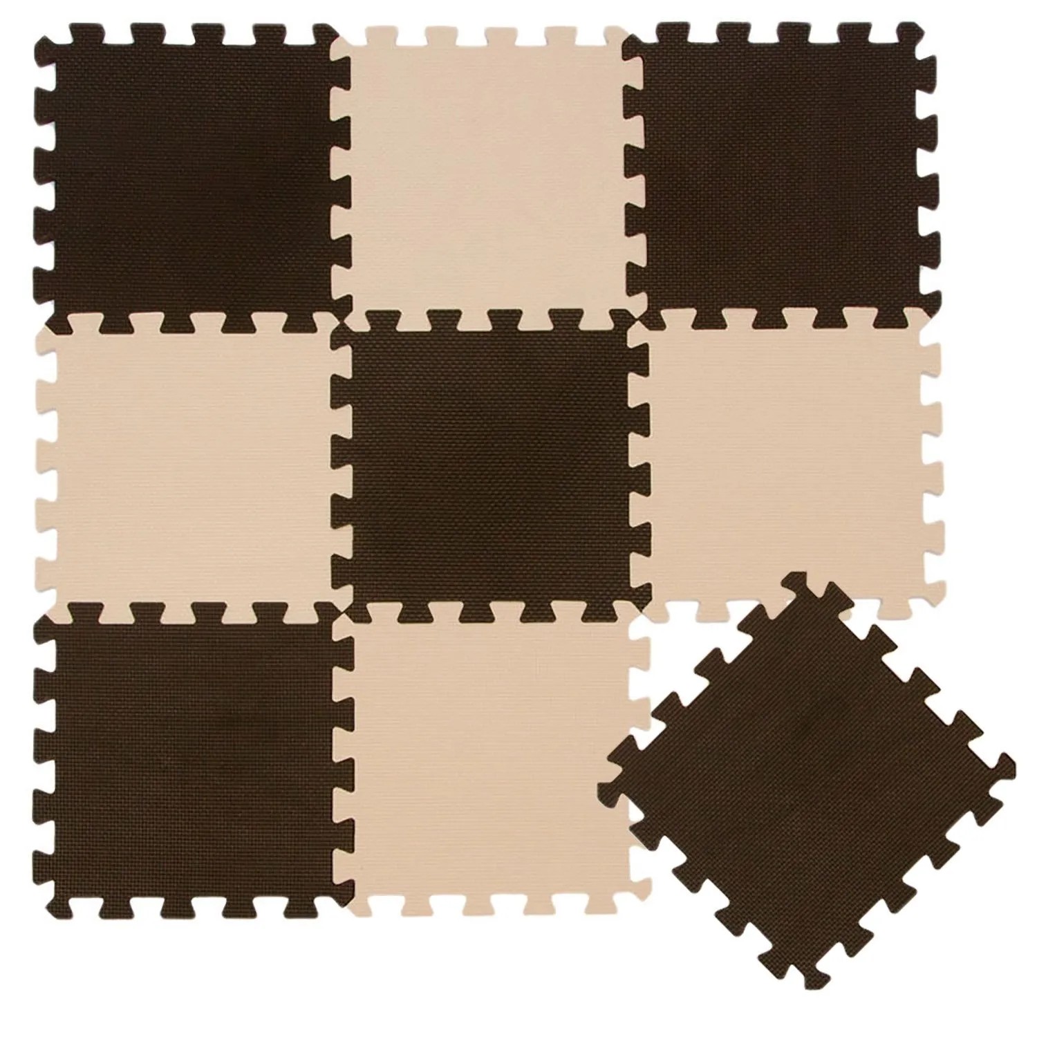 LittleTom Baby & Kinder Puzzlematte 30 x 30 cm 9 Stück Hell-braun & Dunkelbraun