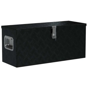 DELUKE Aluminiumbox Mit Deckel Abschließbar Alubox Deichselbox Alu Anhängerbox Werkzeugkiste Transportbox Metallkiste 80x30x35cm Schwarz
