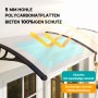 Transparentes Outsunny Pultvordach aus 5mm Polycarbonat über einer Tür, mit UV-Schutzfunktion.