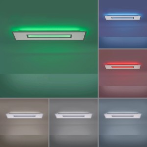 LED-Panel Just Light, weiß, 100x29,5cm, mit CCT&RGB-Farbwechsel für Deckenmontage.