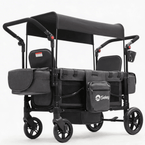 Sekey Bollerwagen Kinder Zwillingsmodus Schwarz